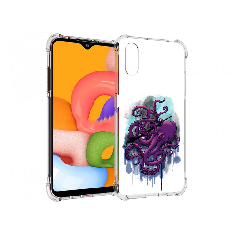 

Чехол MyPads Tocco для Samsung Galaxy A01 фиолетовый осьминог (PT144711.509.658), Прозрачный, Tocco
