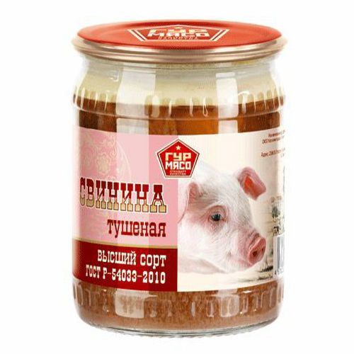 

Свинина тушеная Гурмясо в собственном соку 500 г