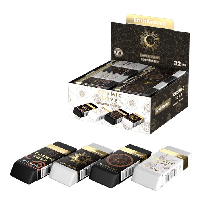 

Ластик ErichKrause Magic Sky, мягкий32 шт., Белый;черный