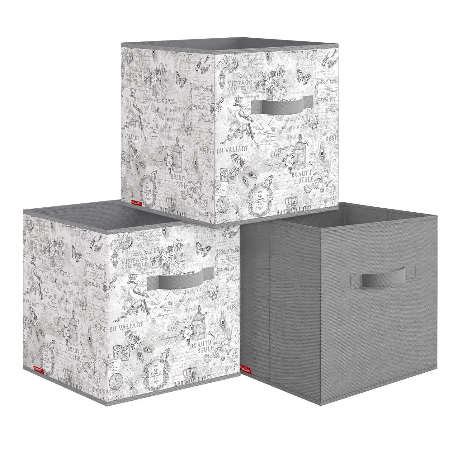 

Короба стеллажные VALIANT без крышки 31х31х31 см набор 3 шт VINTAGE GREY, BOX-KSK