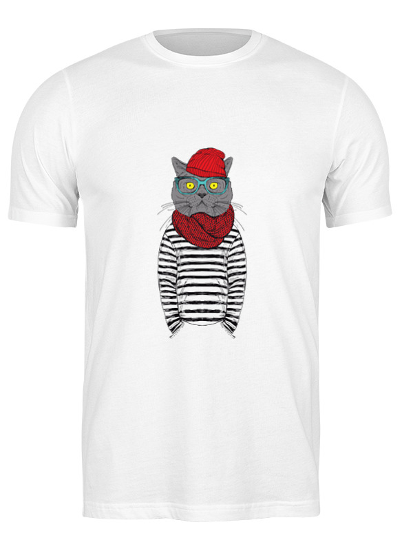 

Футболка мужская Printio Cat hipster белая 2XL, Белый, Cat hipster