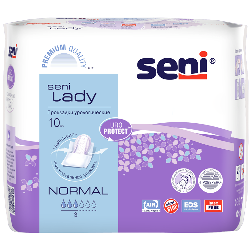 

Урологические прокладки для женщин SENI LADY Normal 10 шт/уп. (в инд. упаковке), 43213