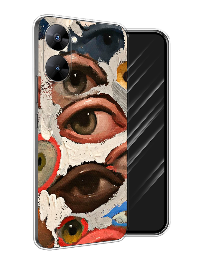 

Чехол Awog на Realme V30 5G/V30T 5G "Глаза масляная живопись", Серый;бежевый;красный, 2513450-7