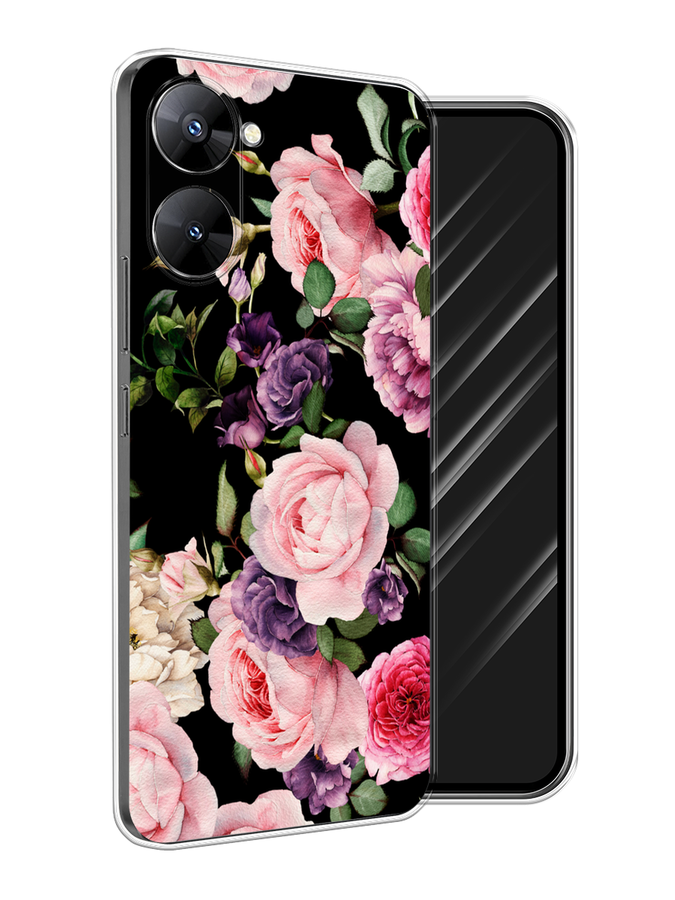 

Чехол Awog на Realme V30 5G/V30T 5G "Пионы на черном", Черный;розовый;зеленый, 2513450-8
