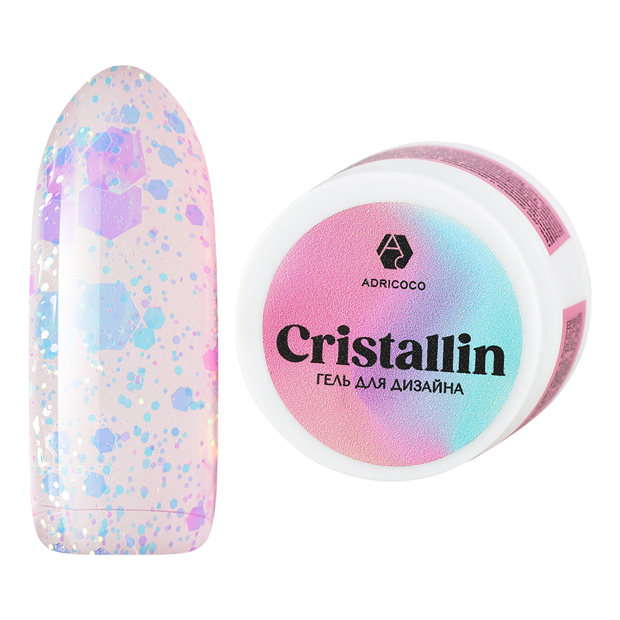 Гель для дизайна ногтей Adricoco Cristallin №01 Розовый кристалл 5 мл