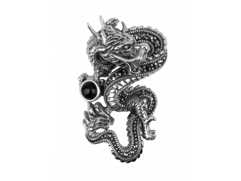 

Брошь из серебра с марказитом/ониксом Марказит HB0808, HB0808_марказит, оникс