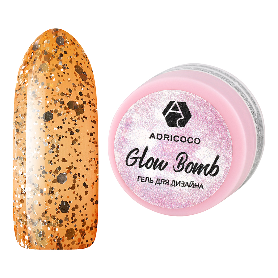 Гель для дизайна ногтей Adricoco Glow Bomb №02 Медовый блеск 5 мл perlier медовый гель крем для ванны и душа honey miel