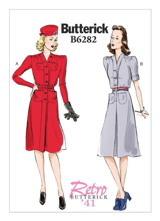 Выкройка Butterick №6282 — Ретро 1941: Платье