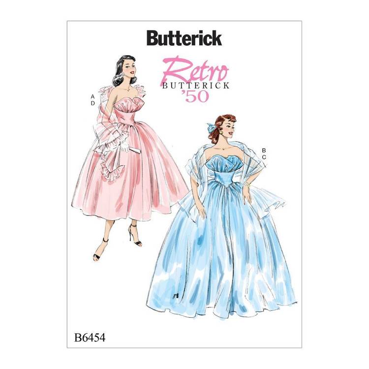 

Выкройка Butterick №6454 — Ретро 1950: Вечернее платье и Палантин