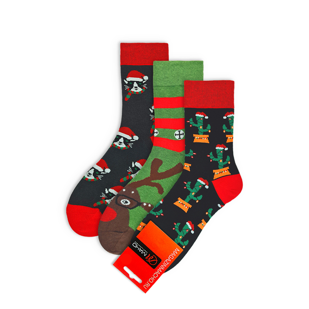 Подарочный набор носков унисекс Мачо NYкотыИрогаСНОВЫМГОДОМ разноцветных 39-41