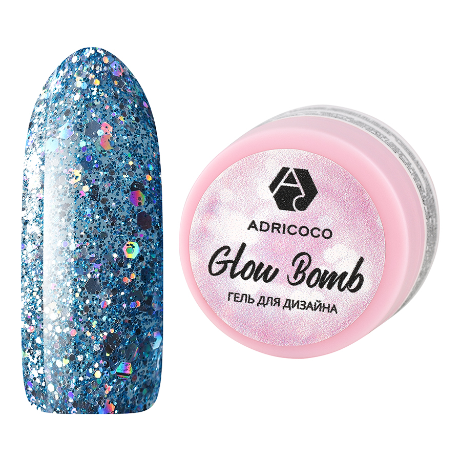 

Гель для дизайна ногтей Adricoco Glow Bomb №09 Зимнее небо 5 мл, Разноцветный