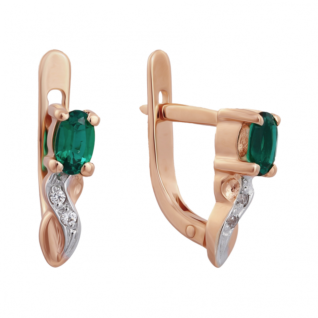 

Серьги из красного золота с изумрудом Золото Дисконт 080921577-пд, 080921577-пд