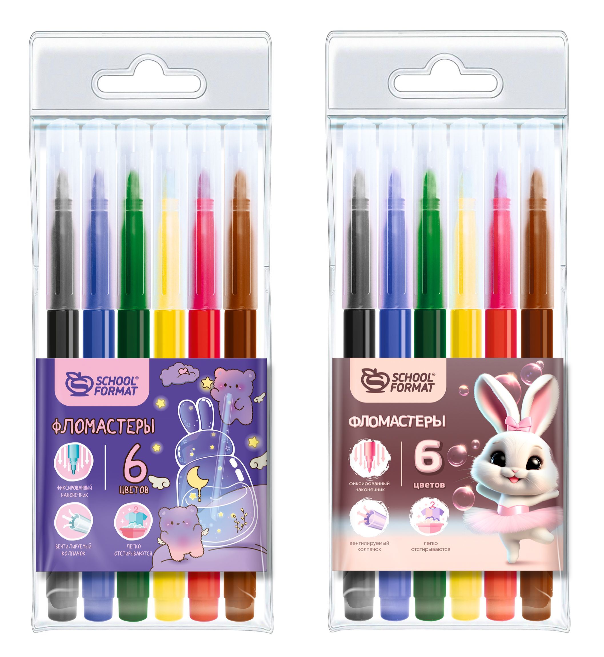 

Фломастеры Schoolformat микс 6 цветов, Разноцветный