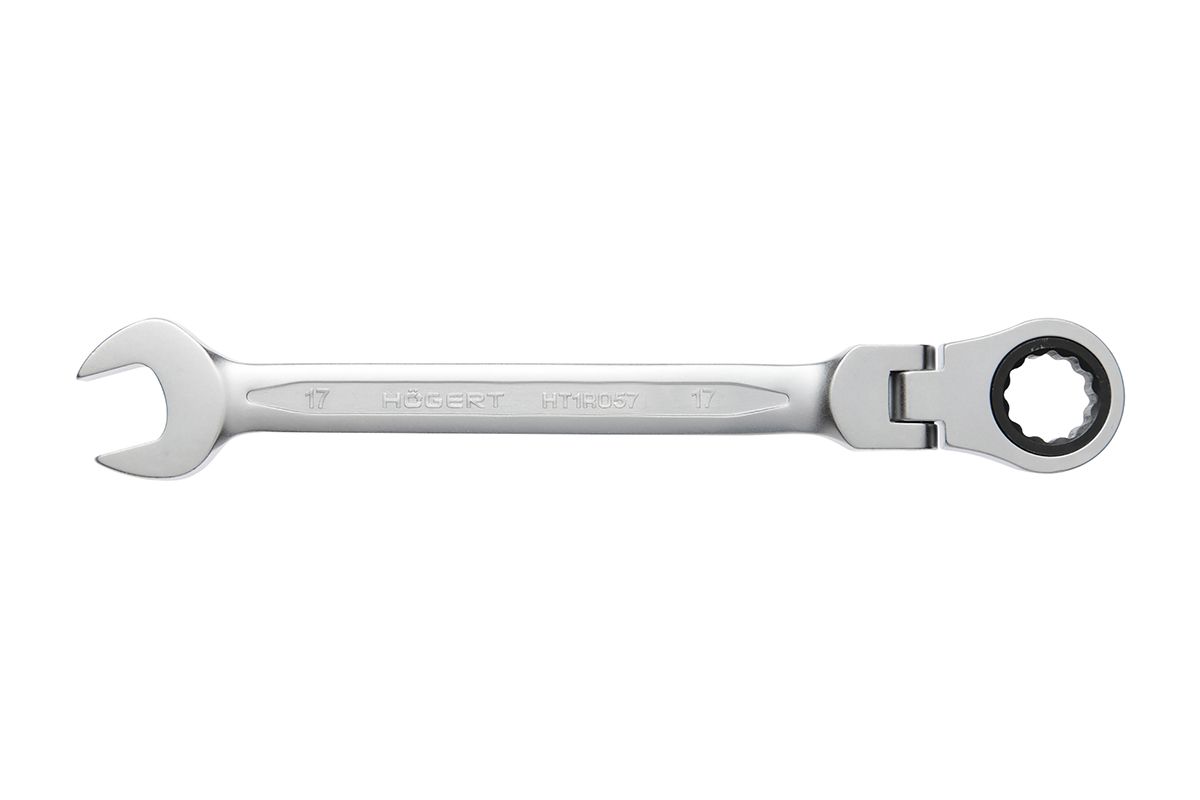 фото Ключ комбинированный шарнирный с трещоткой 14 мм, 72t, сталь crv, hoegert, ht1r054
