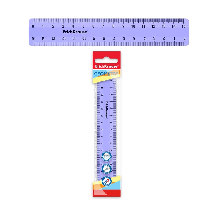 Линейка 15 см ErichKrause Pastel, фиолетовая, в флоупаке20 шт.