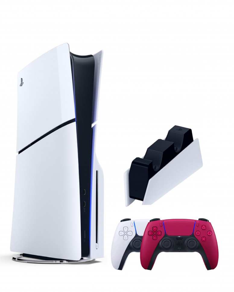 

Игровая приставка Sony Playstation 5 Slim 1 Tb+2-ой геймпад(красный)+ЗУ