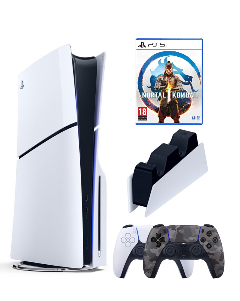 

Игровая приставка Sony Playstation 5 Slim 1 Tb+2-ой геймпад(Camo)+ЗУ+Мортал 1