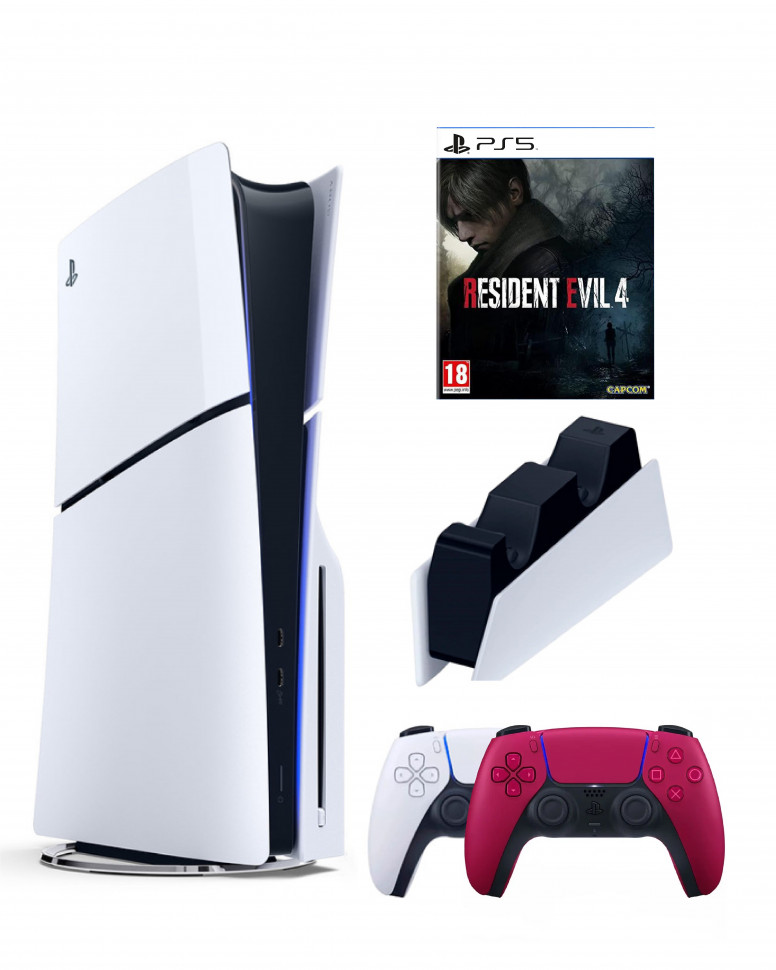 

Игровая приставка Sony Playstation 5 Slim 1 Tb+2-ой геймпад(красный)+ЗУ+Resident Evil 4