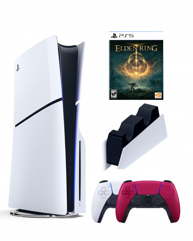 

Игровая приставка Sony Playstation 5 Slim 1 Tb+2-ой геймпад(красный)+ЗУ+Elden Ring