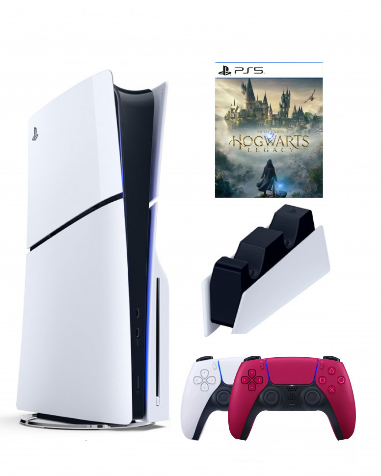 

Игровая приставка Sony Playstation 5 Slim 1 Tb+2-ой геймпад(красный)+ЗУ+Хогвартс