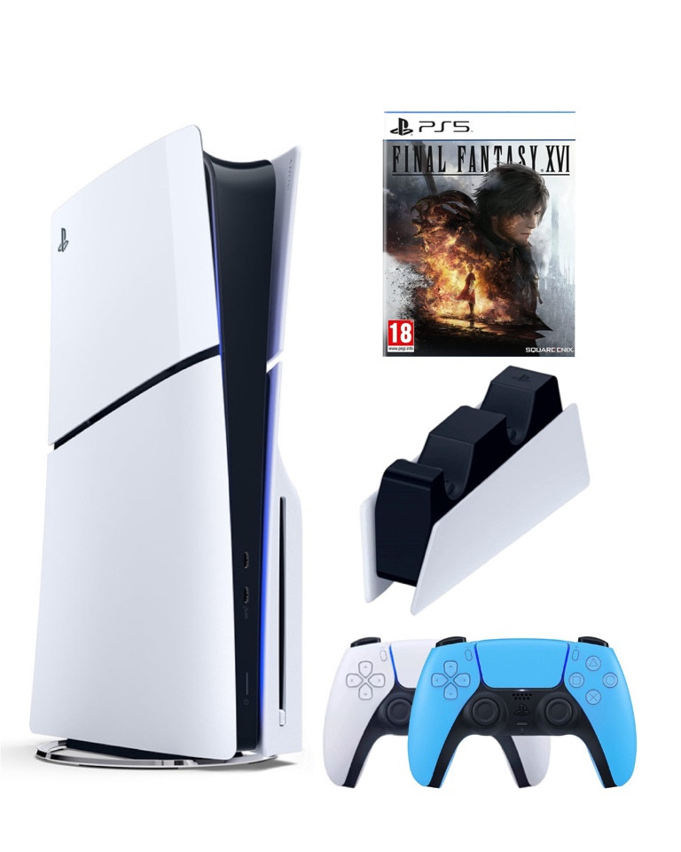 

Игровая приставка Sony Playstation 5 Slim 1 Tb+2-ой геймпад(голубой)+ЗУ+Final Fantasy