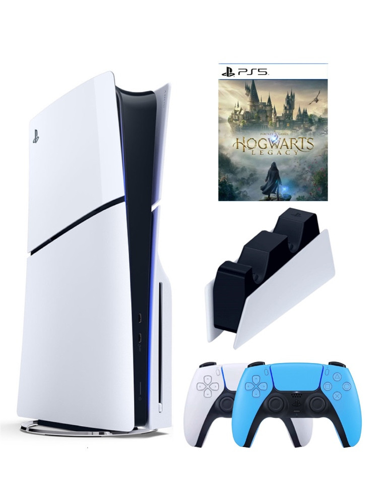 

Игровая приставка Sony Playstation 5 Slim 1 Tb+2-ой геймпад(голубой)+ЗУ+Хогвартс