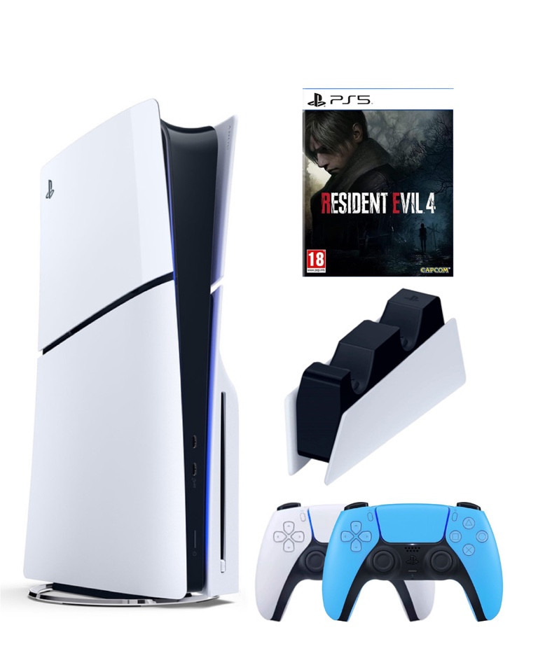 

Игровая приставка Sony Playstation 5 Slim 1 Tb+2-ой геймпад(голубой)+ЗУ+Resident Evil