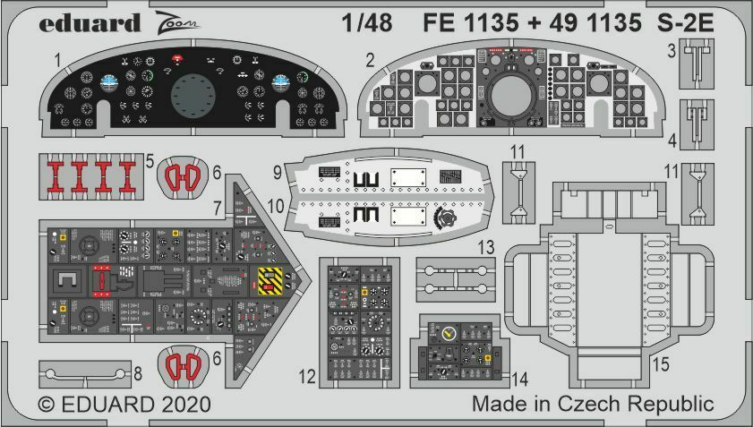 

Фототравление Eduard 491135 S-2E интерьер 1/48, Цветной