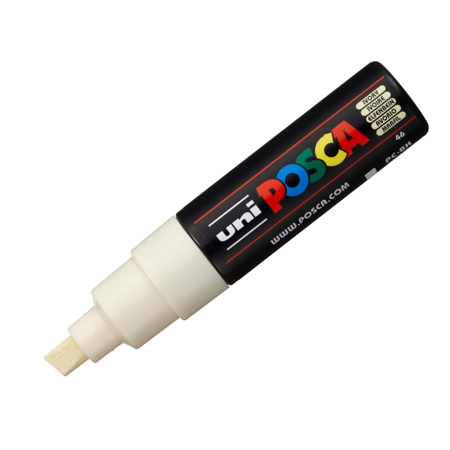 

Маркер Uni POSCA PC-8K 8мм скошенный (слоновая кость (ivory) 46), Белый;серый