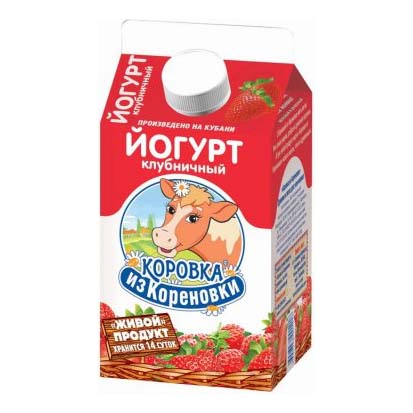 Питьевой йогурт Коровка из Кореновки клубника 2,5% 450 г бзмж