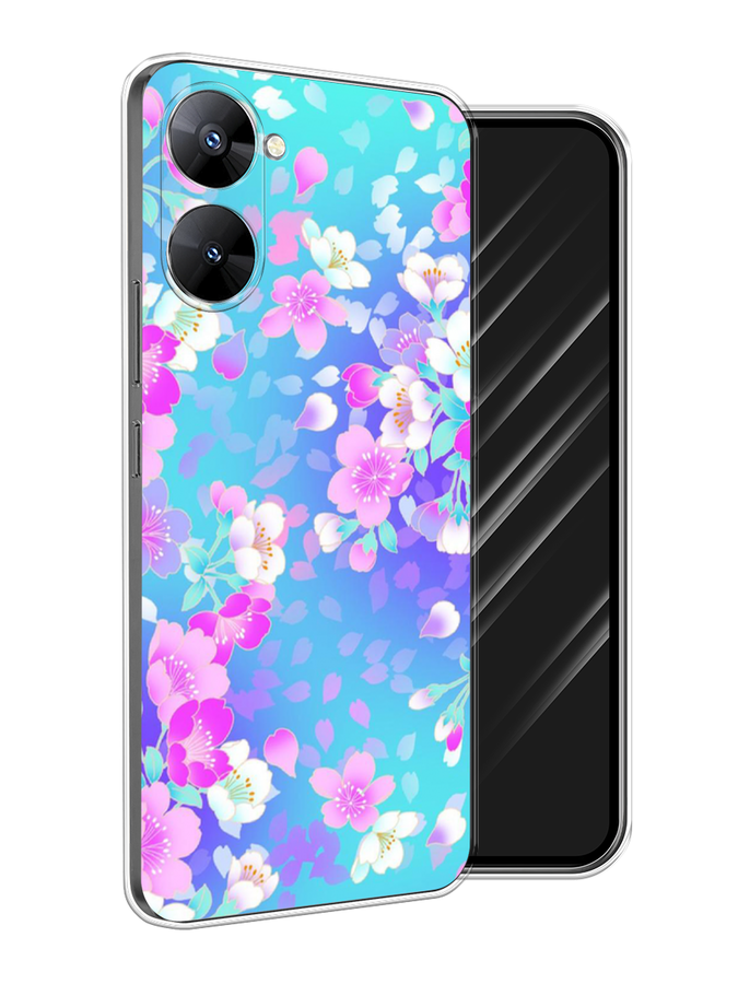 

Чехол Awog на Realme V30 5G/V30T 5G "Яблоневые цветы", Голубой;розовый;белый, 2513450-8