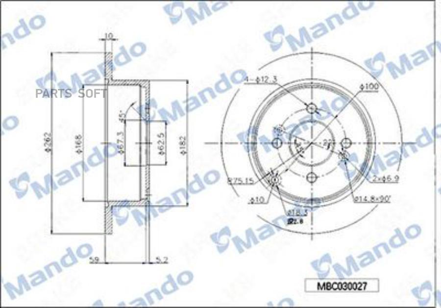 Диск Тормозной Mando Mbc030028 Mando MBC030028 3880₽