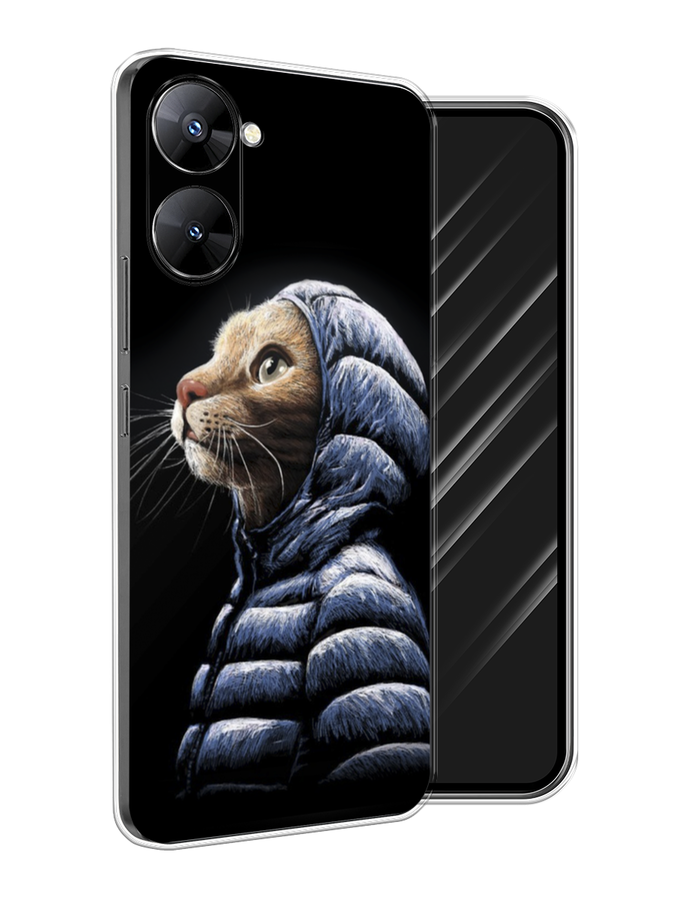 

Чехол Awog на Realme V30 5G/V30T 5G "Кот в капюшоне", Черный;бежевый;синий, 2513450-2