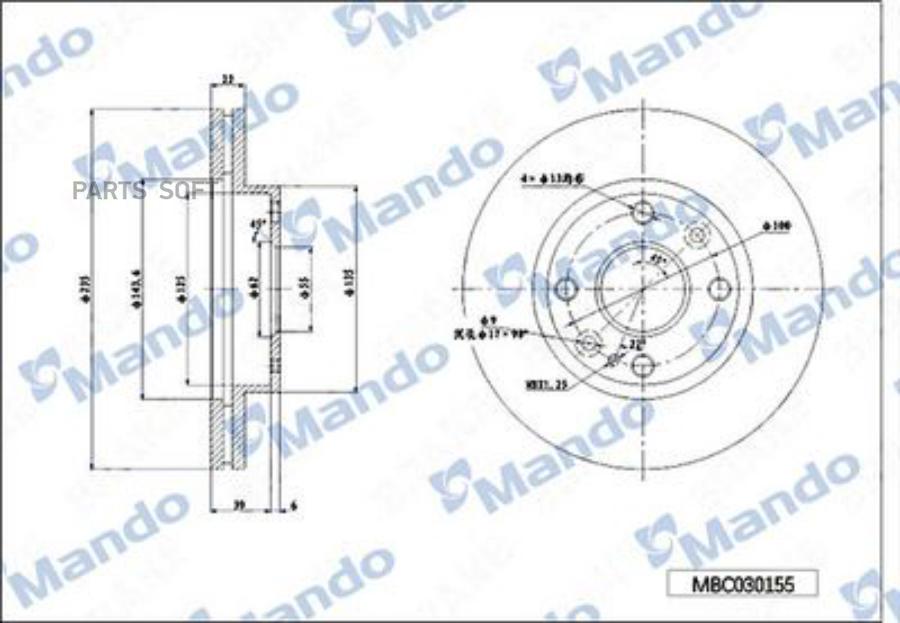 

Диск Тормозной Mando Mbc030156 Mando MBC030156