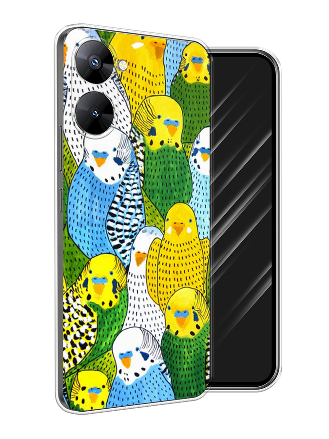 

Чехол Awog на Realme V30 5G/V30T 5G "Попугаи", Желтый;зеленый;голубой, 2513450-1