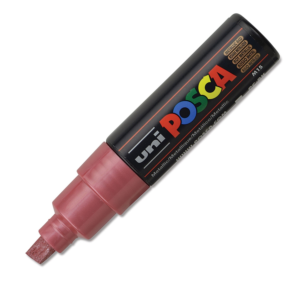 

Маркер Uni POSCA PC-8K 8мм скошенный (красный металлик (metallic red) M15)