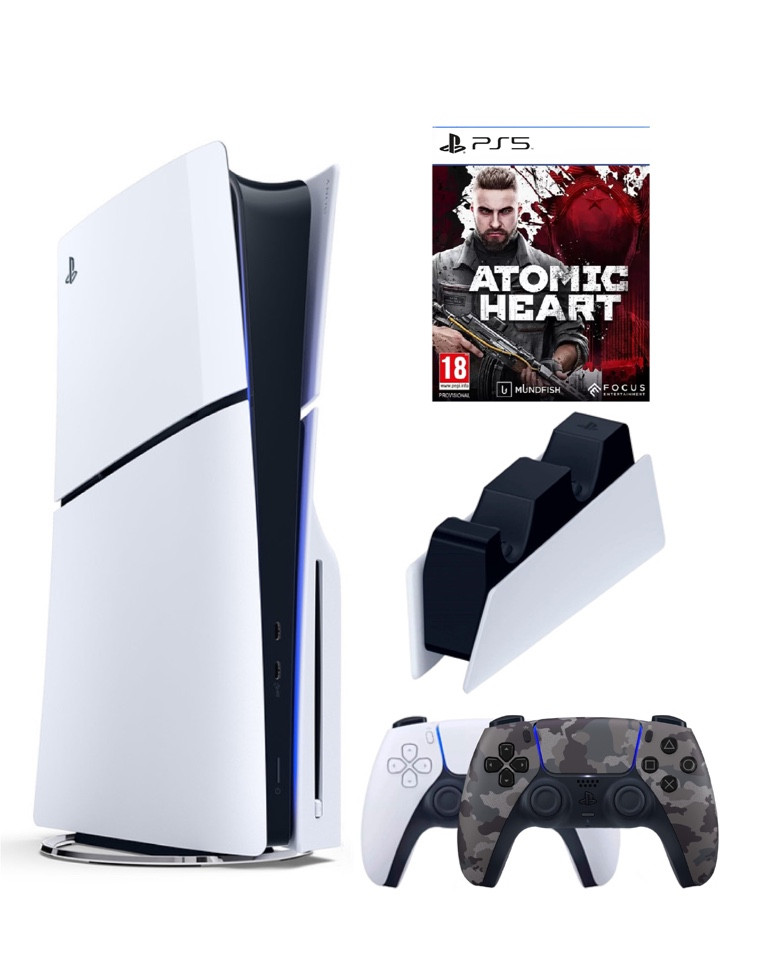 

Игровая приставка Sony Playstation 5 Slim 1 Tb+2-ой геймпад(Camo)+ЗУ+Атомик