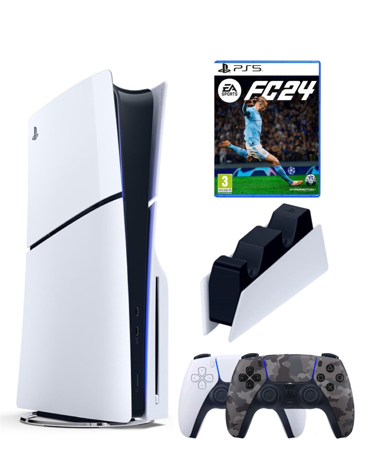 

Игровая приставка Sony Playstation 5 Slim 1 Tb+2-ой геймпад(Camo)+ЗУ+FC 24
