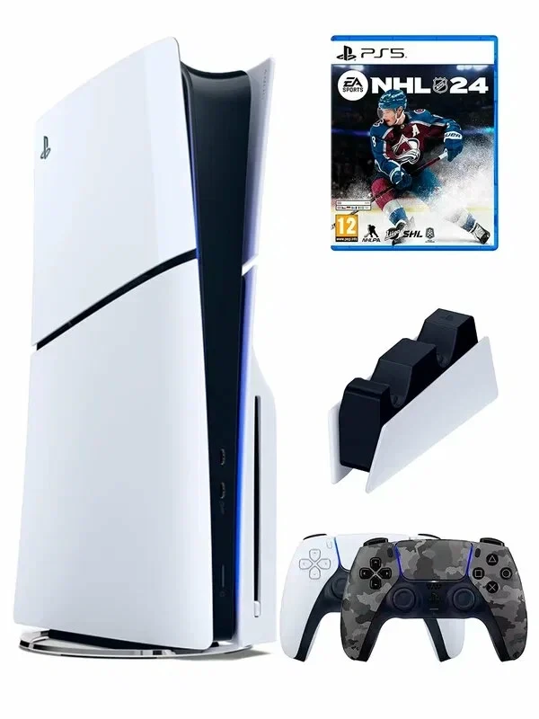 

Игровая приставка Sony PlayStation 5 Slim + 2-й геймпад(камуфляж) + ЗУ +игра NHL24