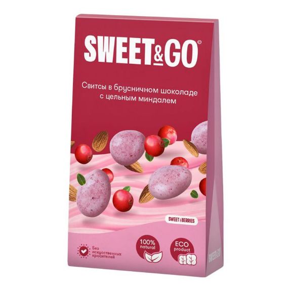 

Конфеты шоколадные Sweet & Go с цельным миндалем в брусничном шоколаде 60 г
