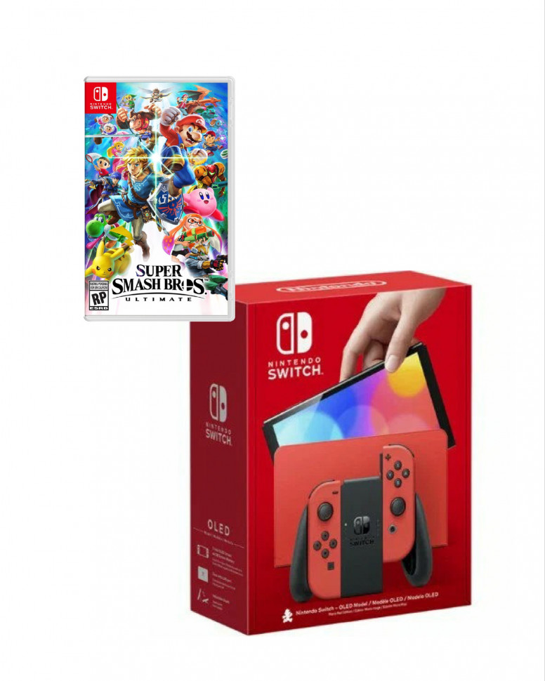 

Игровая приставка Nintendo Switch OLED (Mario Red Edition)+Mario Smash Bros, Красный