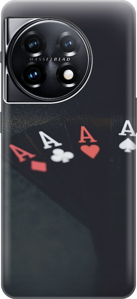 

Силиконовый чехол на OnePlus 11 с эффектом блеска "Флеш-рояль", Черный;белый, 159470