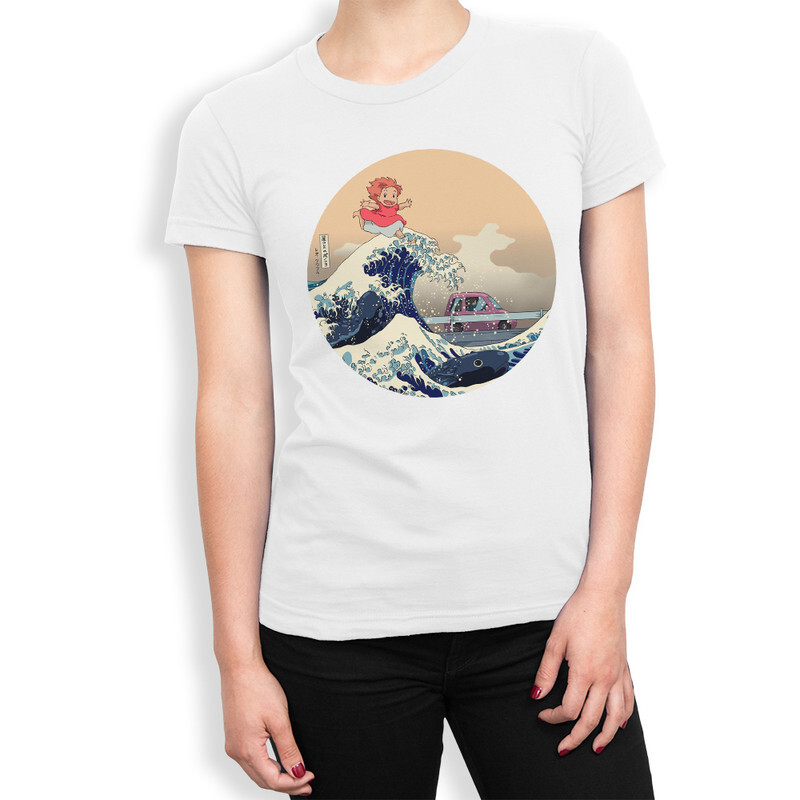 

Футболка женская Dream Shirts Рыбка Поньо и Большая волна в Канагаве 927591111 белая 2XL, Рыбка Поньо и Большая волна в Канагаве 927591111