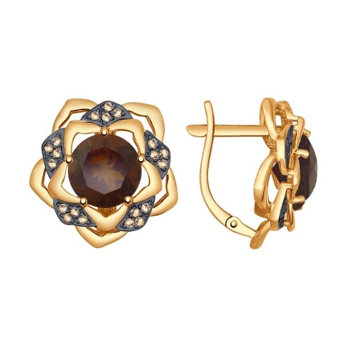 

Серьги из красного золота с раухтопазом Яхонт Ювелирный 162045, 162045