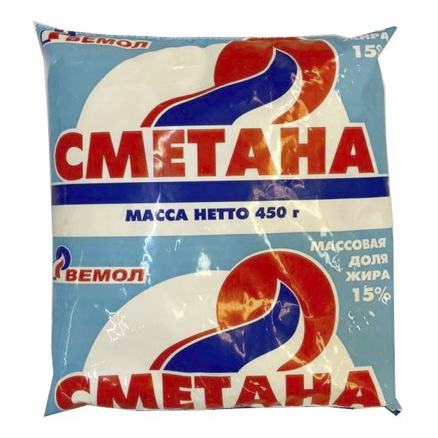 

Сметана Вемол 15% бзмж 450 г