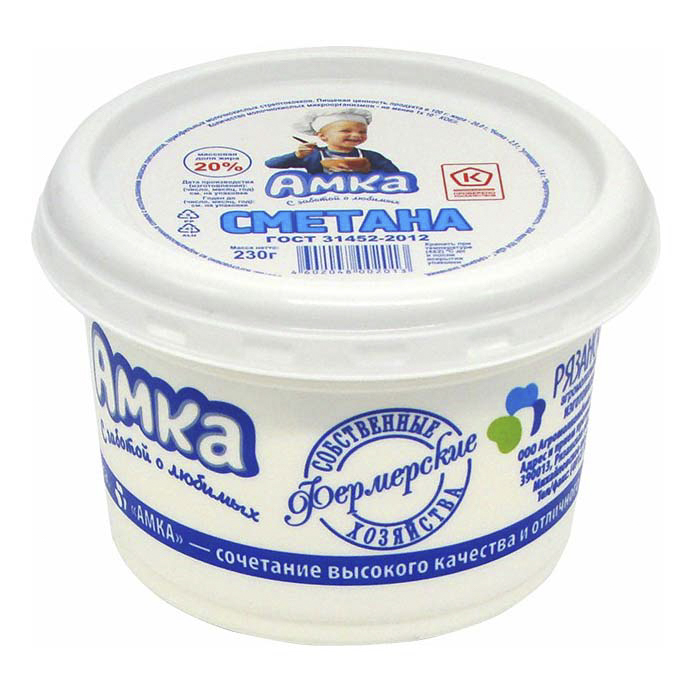 

Сметана Амка ГОСТ 20% 230 г