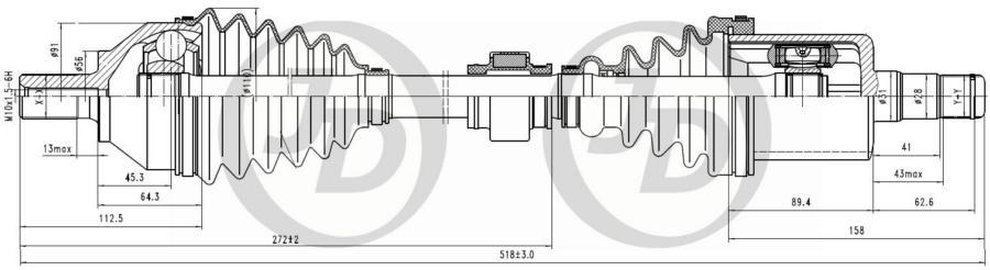 

JUST DRIVE JCA0018 Вал приводной левый