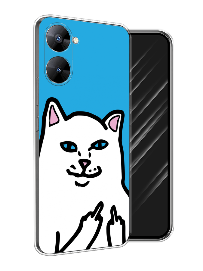 

Чехол Awog на Realme V30 5G/V30T 5G "Кот жесть", Белый;голубой;черный, 2513450-9