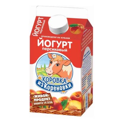 Питьевой йогурт Коровка из Кореновки персик 2,5% 450 г бзмж