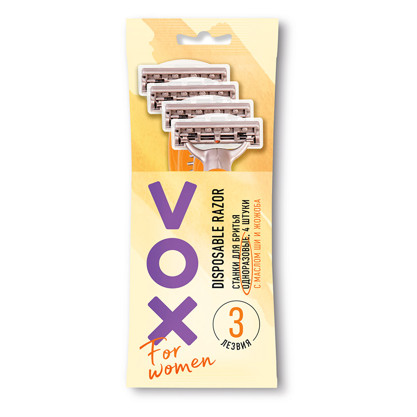 

Станок для бритья одноразовый VOX FOR WOMEN 3 лезвия, 4 шт.